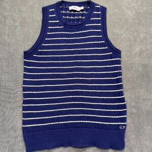Vineyard Vines Women’s Striped Knit Sweater Tank Vest Blue White Size S Preppy